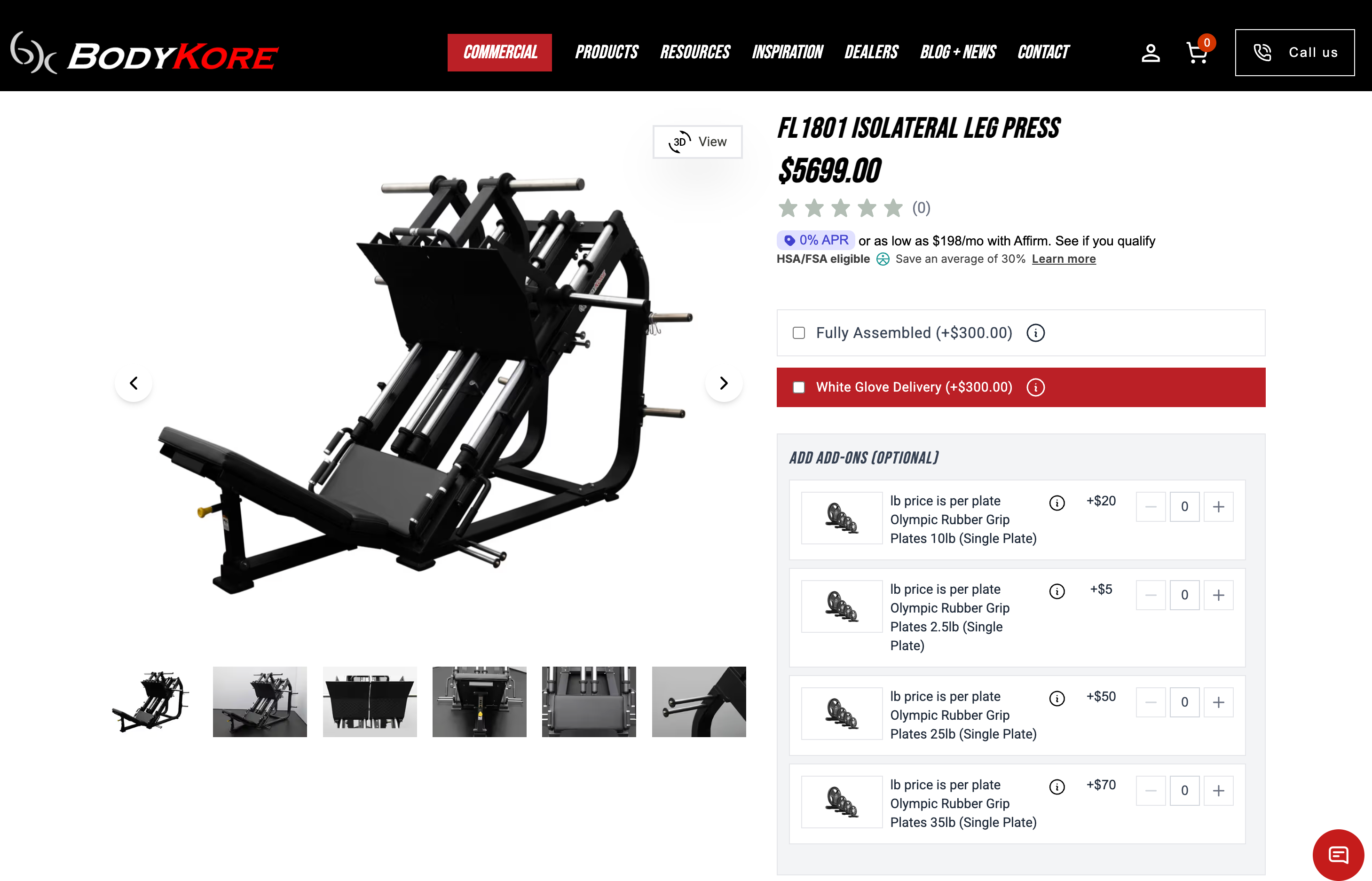Isolateral Leg Press (BodyKore FL1801) - Floor Model, Fully Assembled